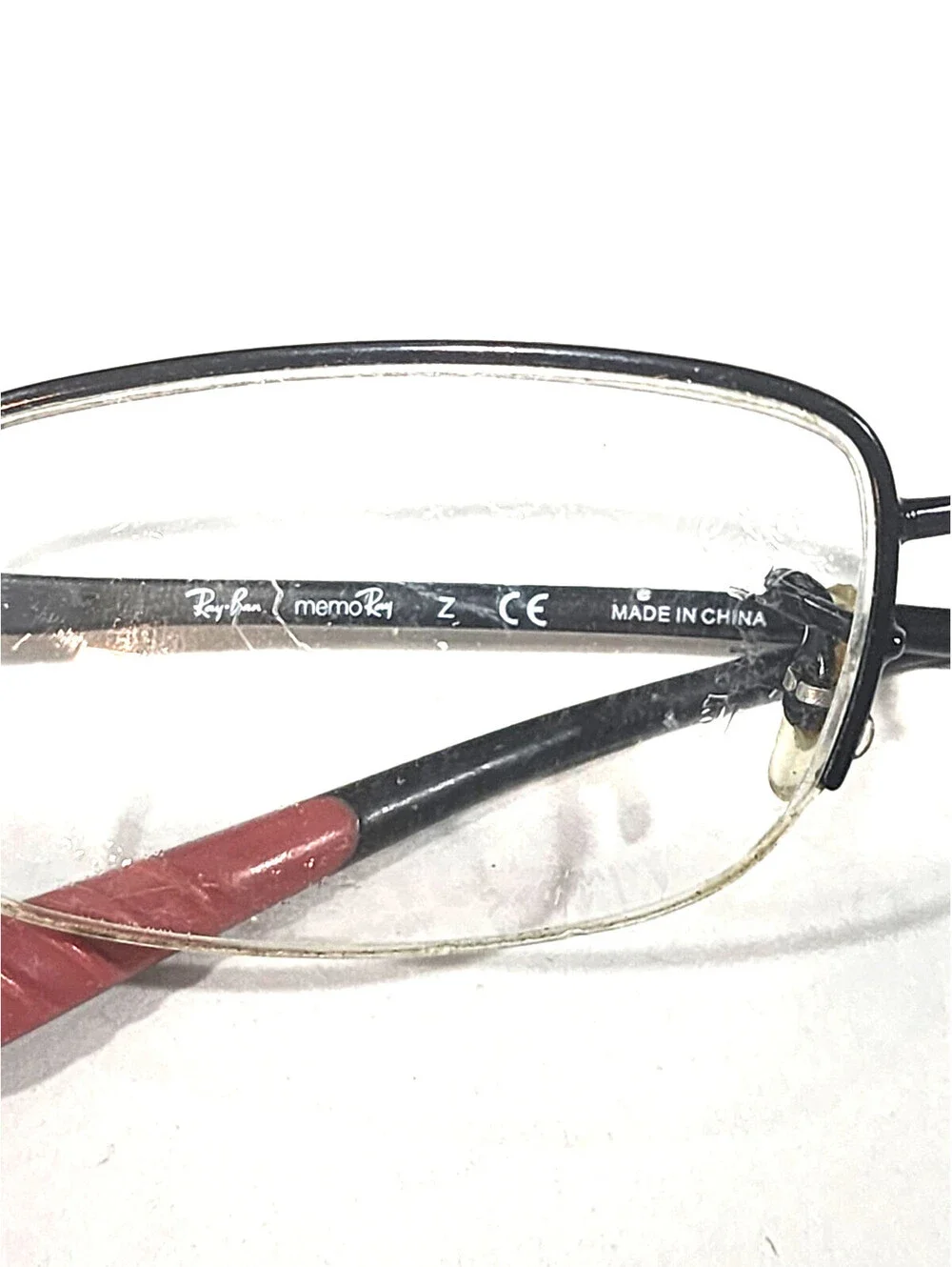 Ray Ban RB7512 1012 Black Metal Red Rectangle Eyeglasses 49-19 140